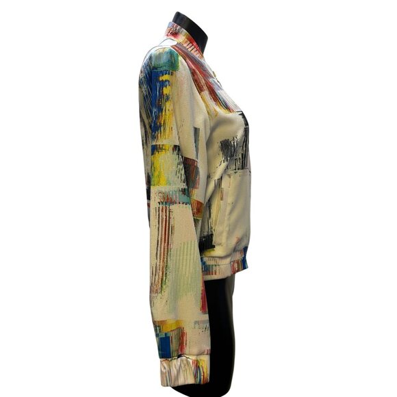 NWT Robert Graham Abstract Print Bomber Jacket White Multi S - Picture 3 of 11
